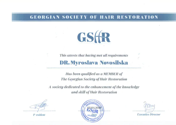 GSHR Certificate Novosilska